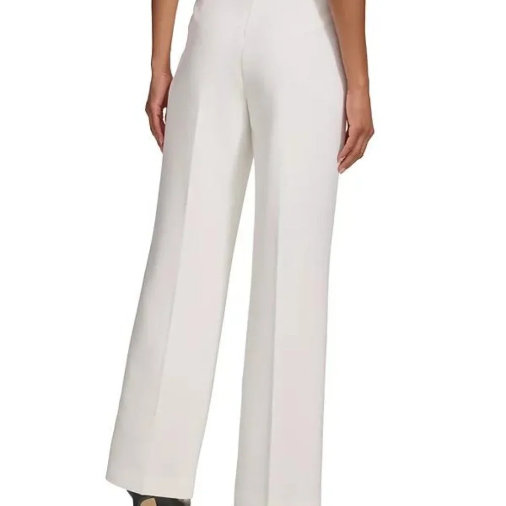 Karl Lagerfeld White Mid‑Rise Wide‑Leg Pull‑On Pants NWT Sz 4 - Picture 6 of 6
